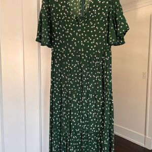 Faithfull the Brand Green Floral Midi Dress